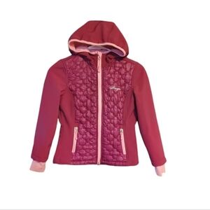 Snozu Youth Girls 7/8 Pink Puffer Winter Coat Hooded Jacket Zip Pockets Lined